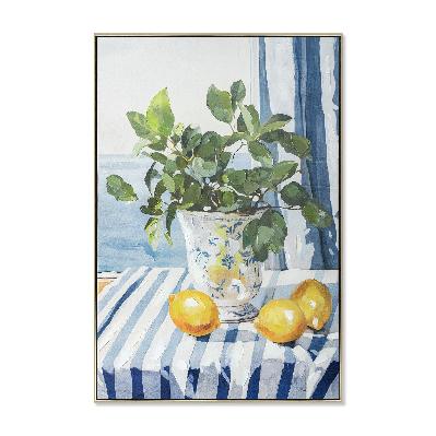 mediterranean citrus bloom 60 x 90cm framed canvas - natural