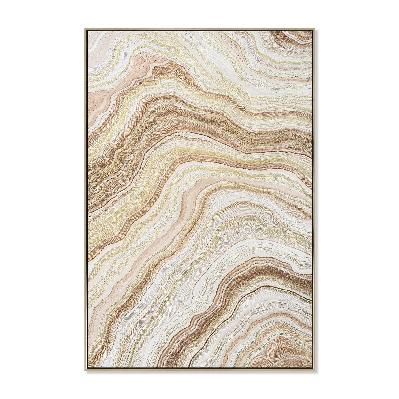 alabaster veins 80 x 120cm framed canvas - natural