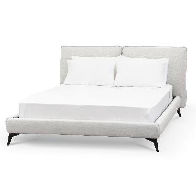 celeste fabric queen bed - pearl grey 