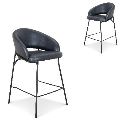 set of 2 - rabi fabric bar stool - full black