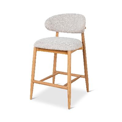 heizer 65cm coastal beige bar stool - natural oak