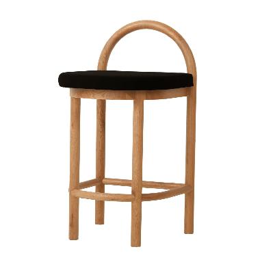 adir 66cm natural bar stool - black seat