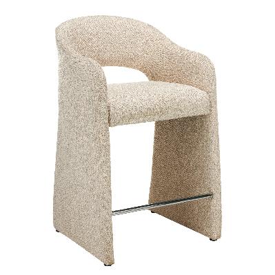 set of 2 - valtero 65cm fabric bar stool - cobble beige