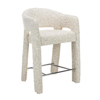 set of 2 - lunet 66cm fabric bar stool - verona ivory