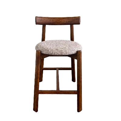 set of 2 - benoit 65cm distressed walnut barstool - california taupe