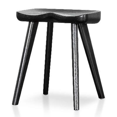 set of 2 - moxie 45cm wooden lowstool - black 