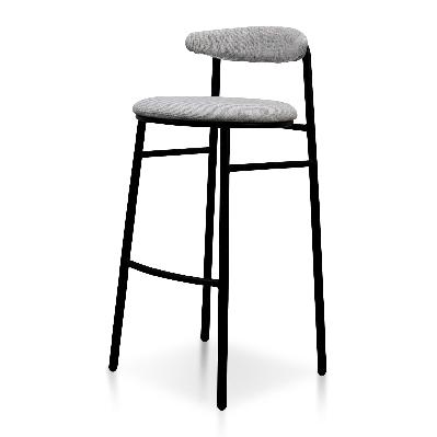 set of 2 -oneal 65cm fabric bar stool - silver grey and black legs 