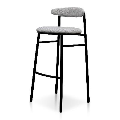 oneal 75cm fabric bar stool - silver grey and black legs 