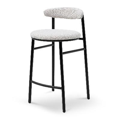 set of 2 - oneal 65cm bar stool - moon white boucle and black legs 
