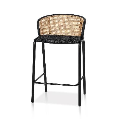 set of 2 -florine 65cm fabric bar stool - black legs 