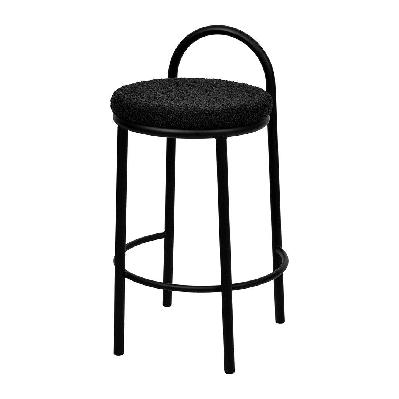 set of 2 - mclean 63cm bar stool - black boucle 