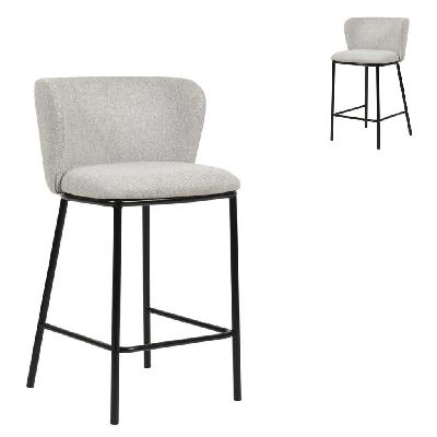 set of 2 - flossie 65cm bar stool - coastal light grey 
