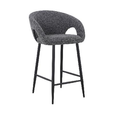 set of 2 - albinus 65cm bar stool - anthracite grey boucle 