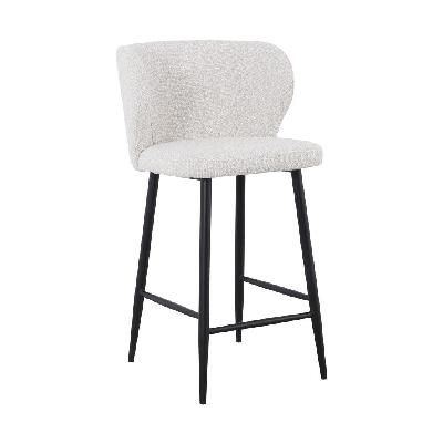 set of 2 - perkins 65cm bar stool - pearl grey boucle 