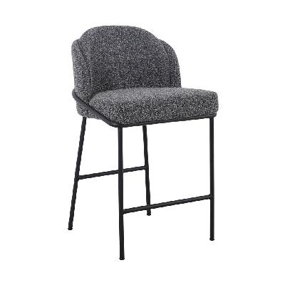 set of 2 - abiram 65cm bar stool - anthracite grey boucle 