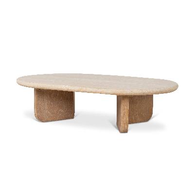 kalin 1.2m oval travertine coffee table - natural
