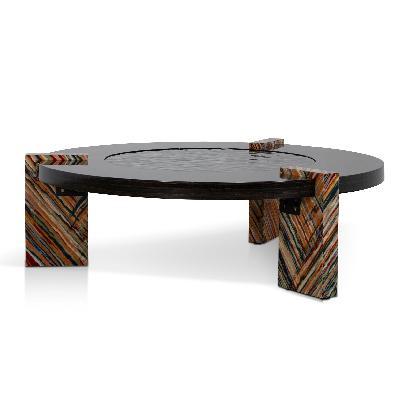 callisto 93cm round coffee table - black