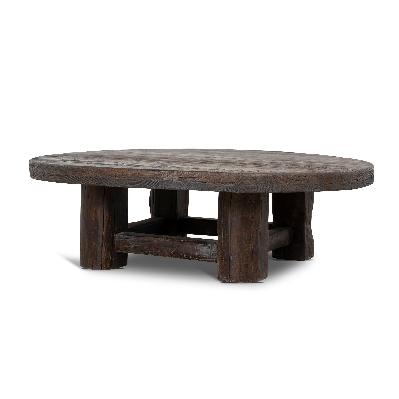 freeman 100cm elm round coffee table - dark brown