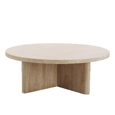 agosti travertine marble 100cm round coffee table - natural