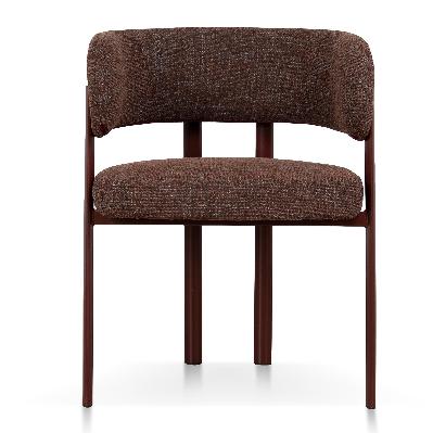 set of 2 - elvika dark red dining chair - moss brown