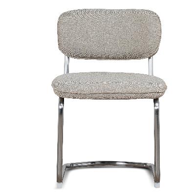 set of 2 - orynthe chrome dining chair - henry beige