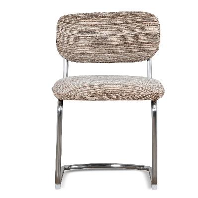 set of 2 - orynthe chrome dining chair - coconut stripe