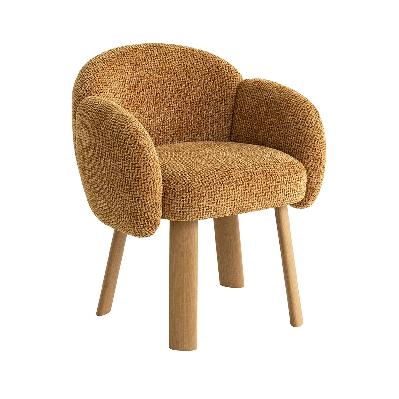 lorca natural dining chair - honeycomb ochre