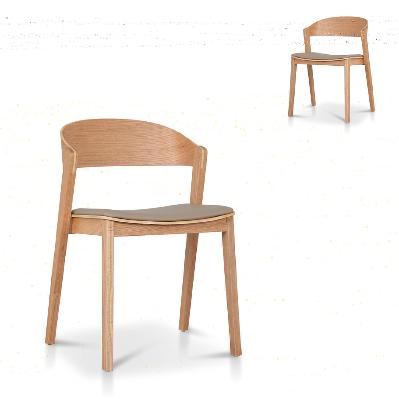 set of 2 - davis natural dining chair - olive seat