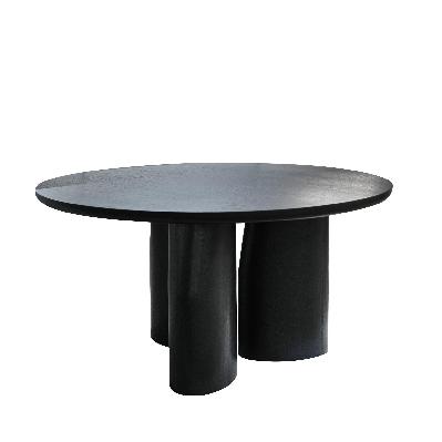 nobu 1.5m round dining table - full black oak