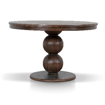 orlun 1.2m round elm dining table - walnut