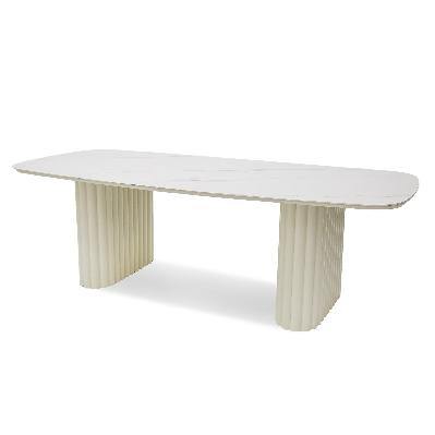 belvano 2.4m stone top outdoor dining table - snow white