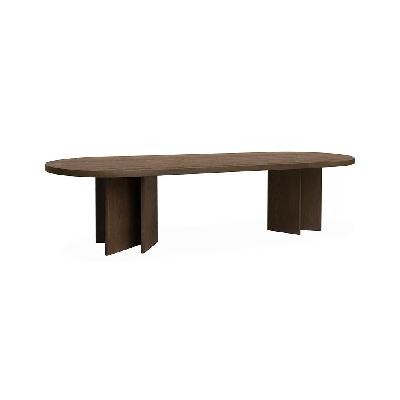 roshan 3m pill shape dining table - caramel oak