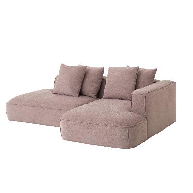 klara 2 seater left chaise fabric sofa - latte