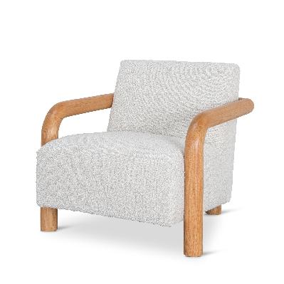 lazycave off white boucle armchair - natural oak