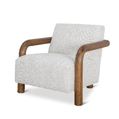 lazycave off white boucle armchair - dark natural