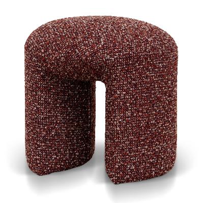 everet round ottoman - autumn red