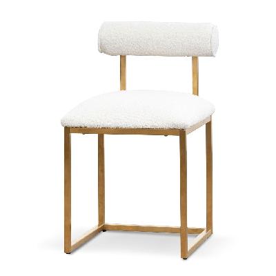 prato ivory white boucle occasional chair - brushed gold base 