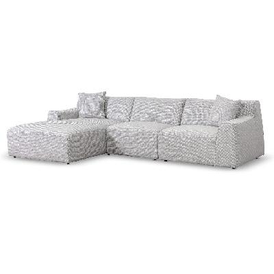 marlin 3 seater left chaise fabric sofa - passive grey 