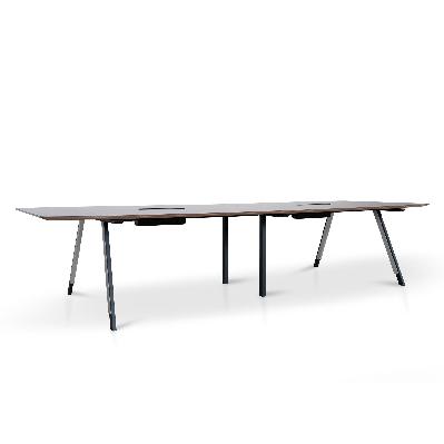 vogue 3.6m boardroom meeting table - walnut top with black legs