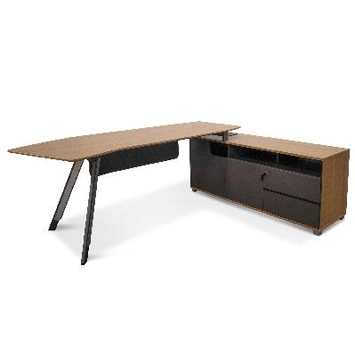 hubert 2.2m right return grey office desk - natural top - corner 