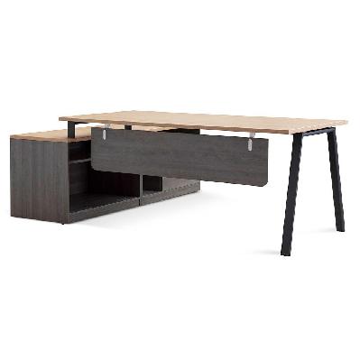 cuevas 1.8m right return office desk - black with natural top - corner 