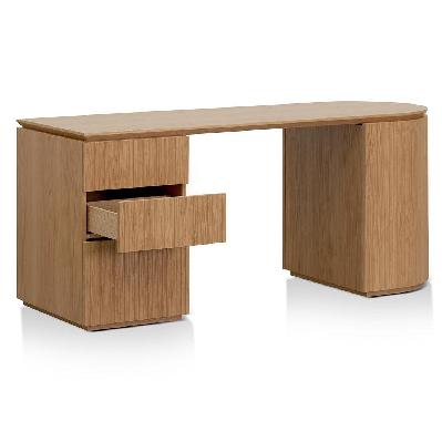 albina 1.77m left drawer office desk - natural oak 