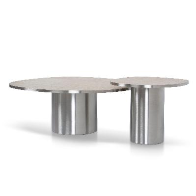 aurum nested porcelain coffee table table - stainless steel
