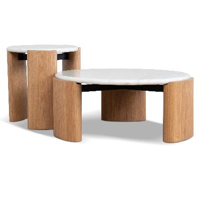 marbela nested carrara marble coffee table - natural