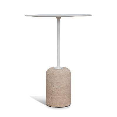 pravina 45cm matte white side table - travertine