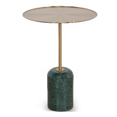 pravina 45cm brushed gold side table - green crystal