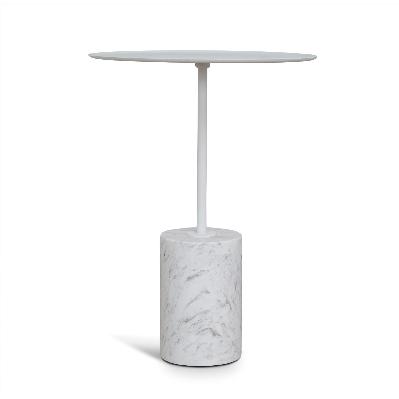 pravina 45cm matte white side table - carrara marble