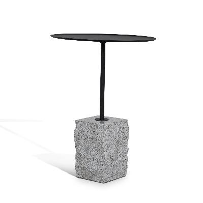 kelvin 45cm matte black side table - faceted granite marble