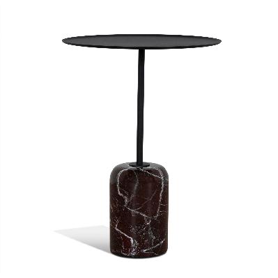 pravina 45cm matte black side table - rosso levanto marble