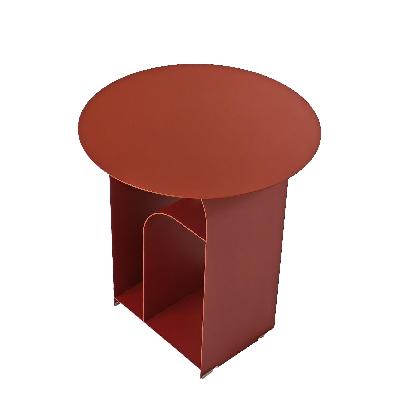 orrica 38cm round side table - burgandy red